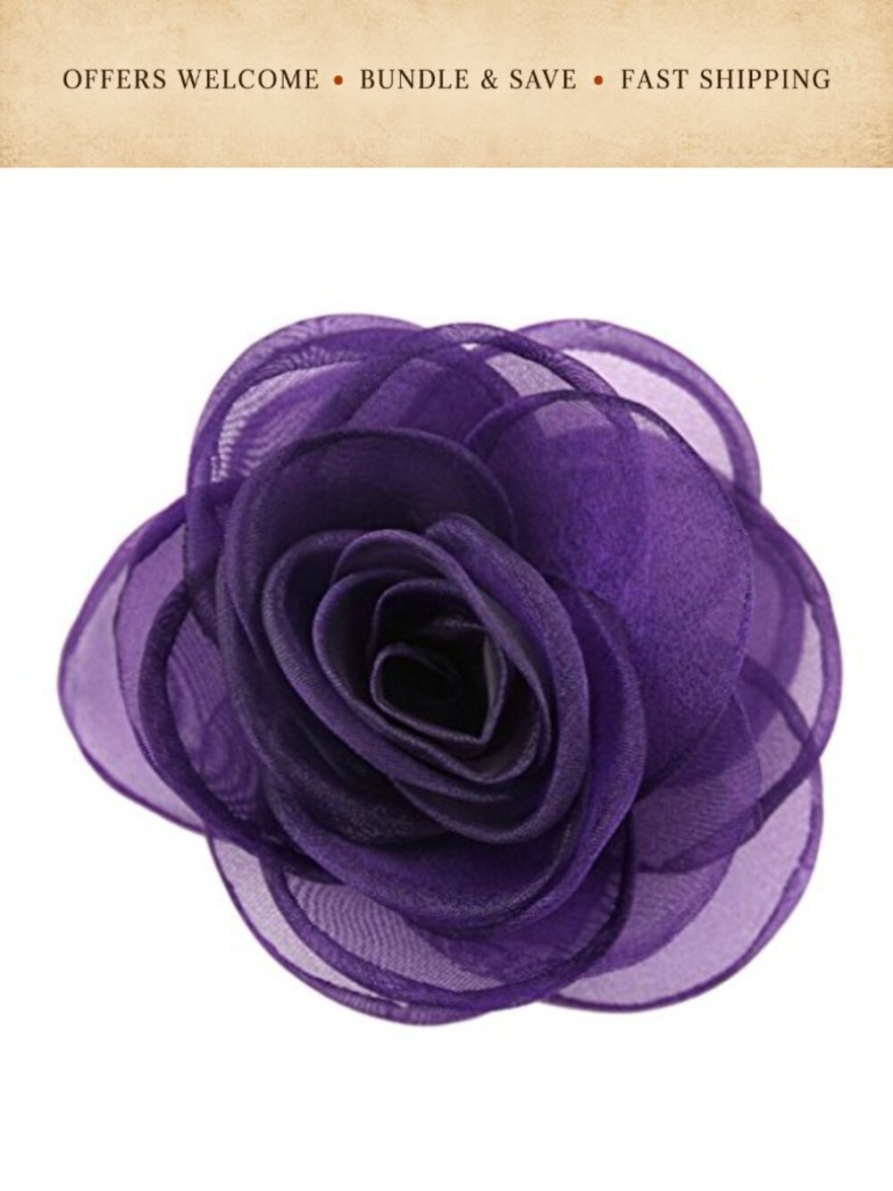 Floral Hair Clip & Brooch Pin Alloy 4.3in Elegant Accessory